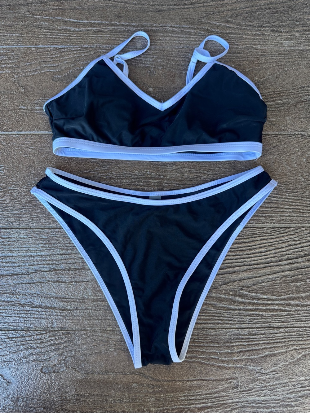 Black Bikini Set with White Trim